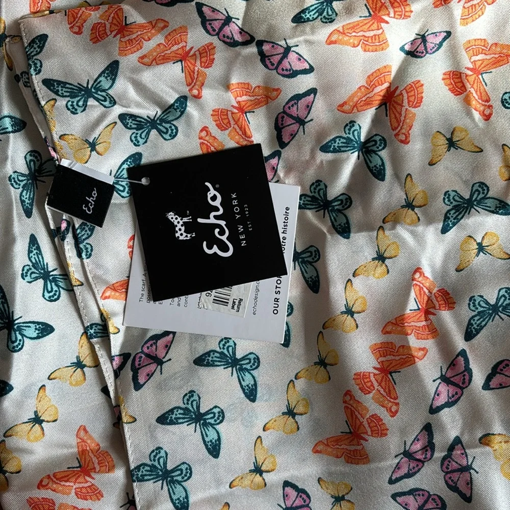 Echo Printed Silk Scarf Butterfly Multicolor NWT